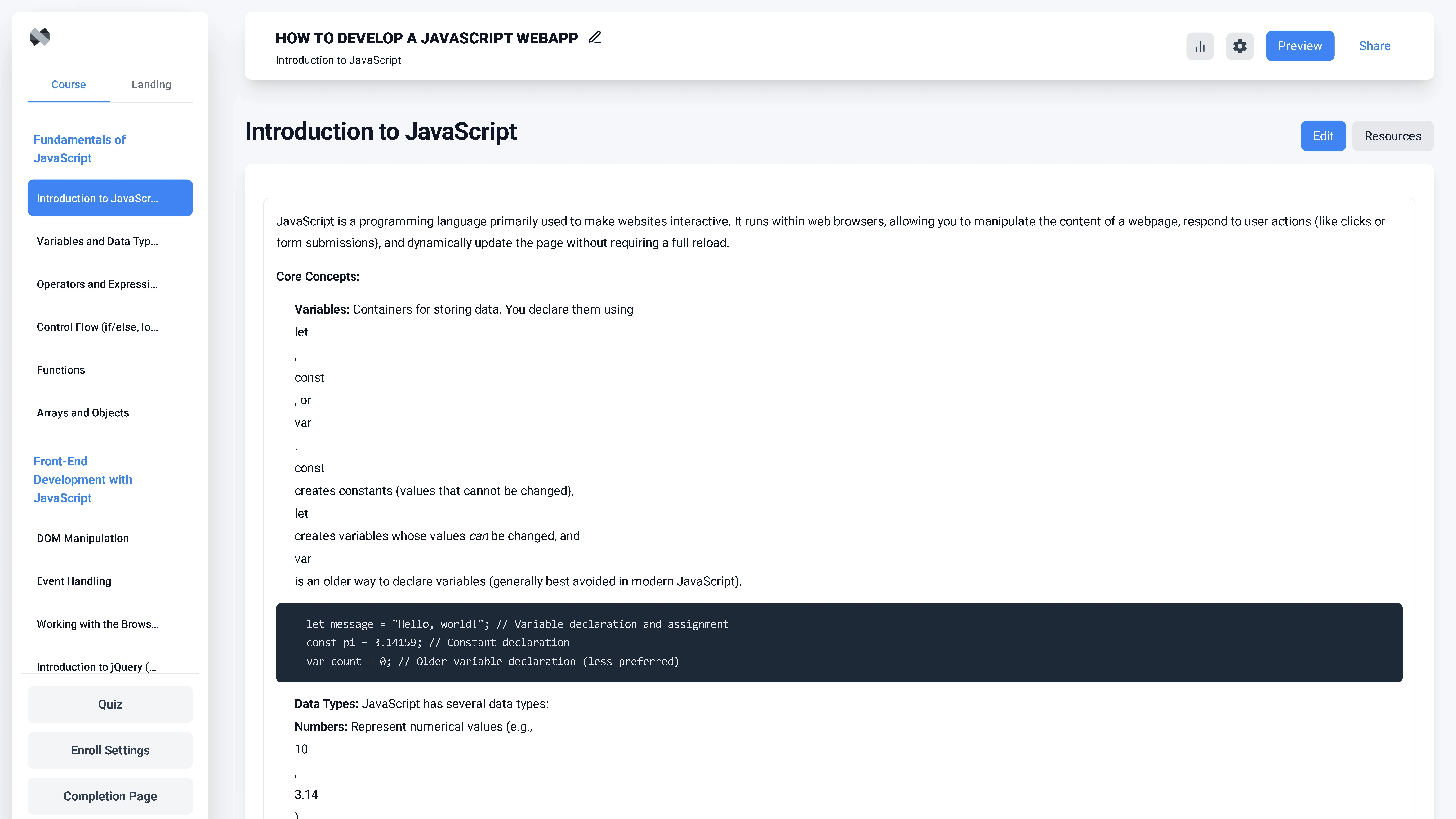Course Export Feature